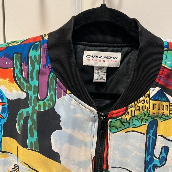 VINTAGE 80’s CAROL HORN SILK BOMBER JACKET - Picture 2 of 10